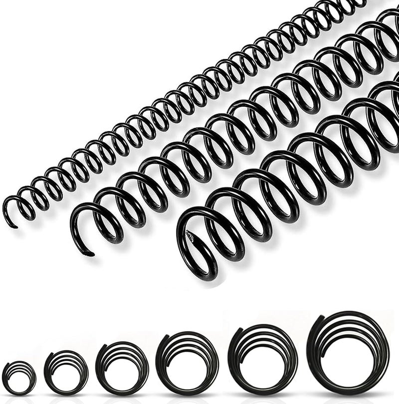 KOTESLLOE 150 Pack Spiral Binding Coils, 4:1 Pitch Plastic Binding Coils Kit, 6 Different Sizes Spiral Coils for Binding 1/4", 5/16", 3/8", 1/2", 5/8", 3/4", Black Binding Spirals - Image 1